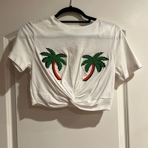 Zara Cropped Palm Tree T-shirt
